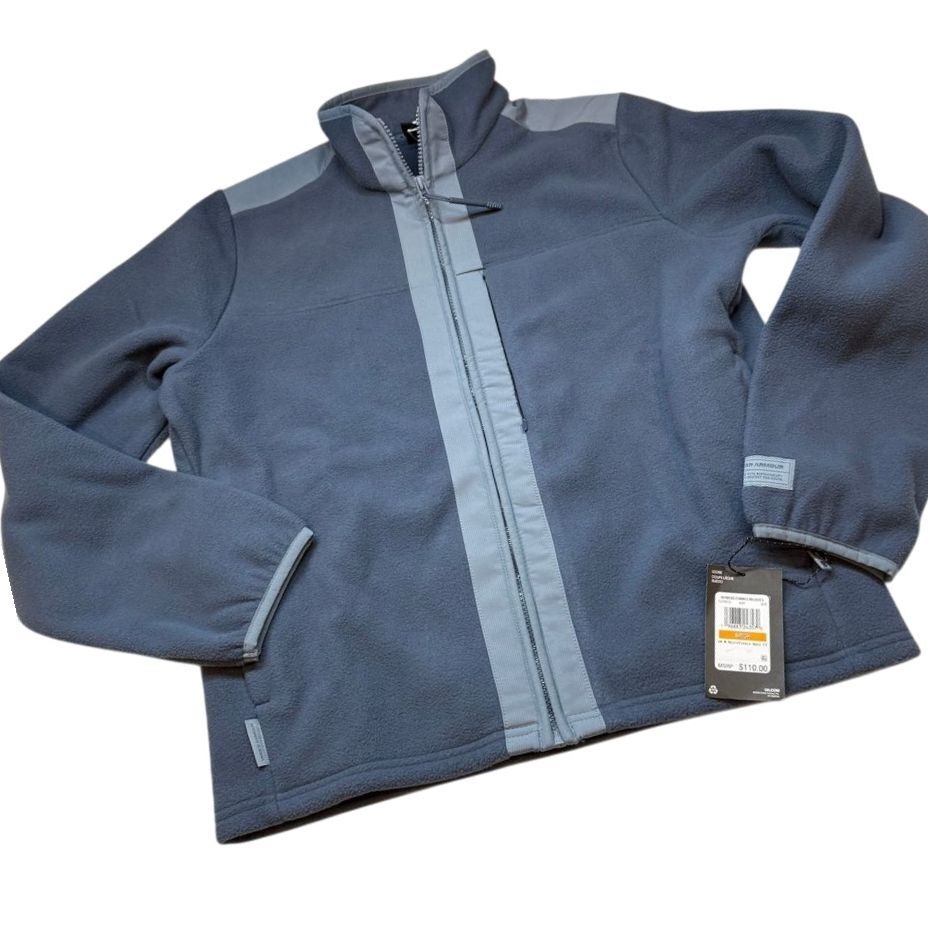 Under Armour Loose Fit Micro Fleece Full Zip Jacket Blue Size Small Nwt